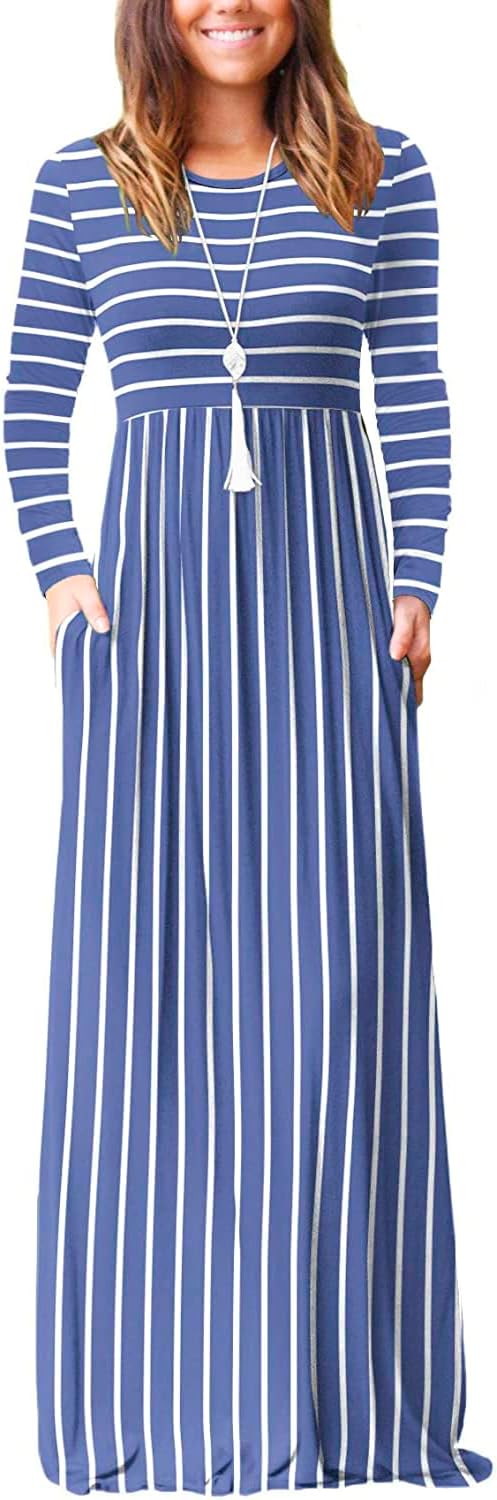 EUOVMY Women's Long Sleeve Maxi Dress with Pockets for All Occasions