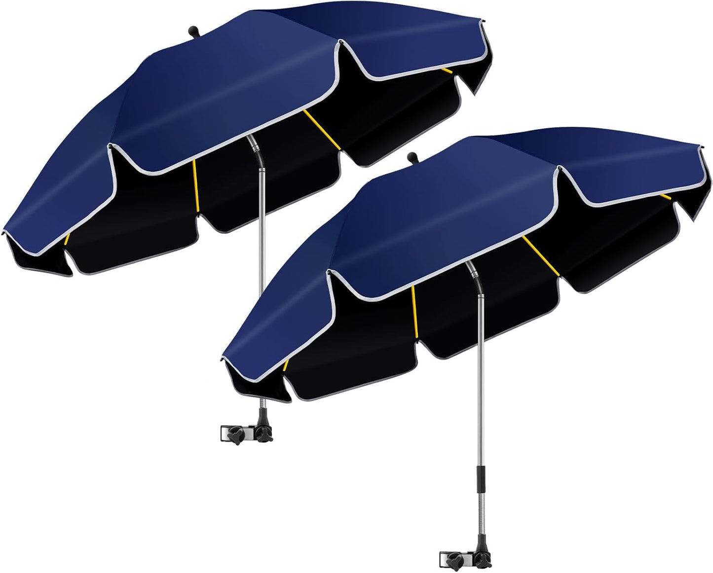 48.8in Large Beach Umbrella with Clamp for Ultimate Sun Shade
