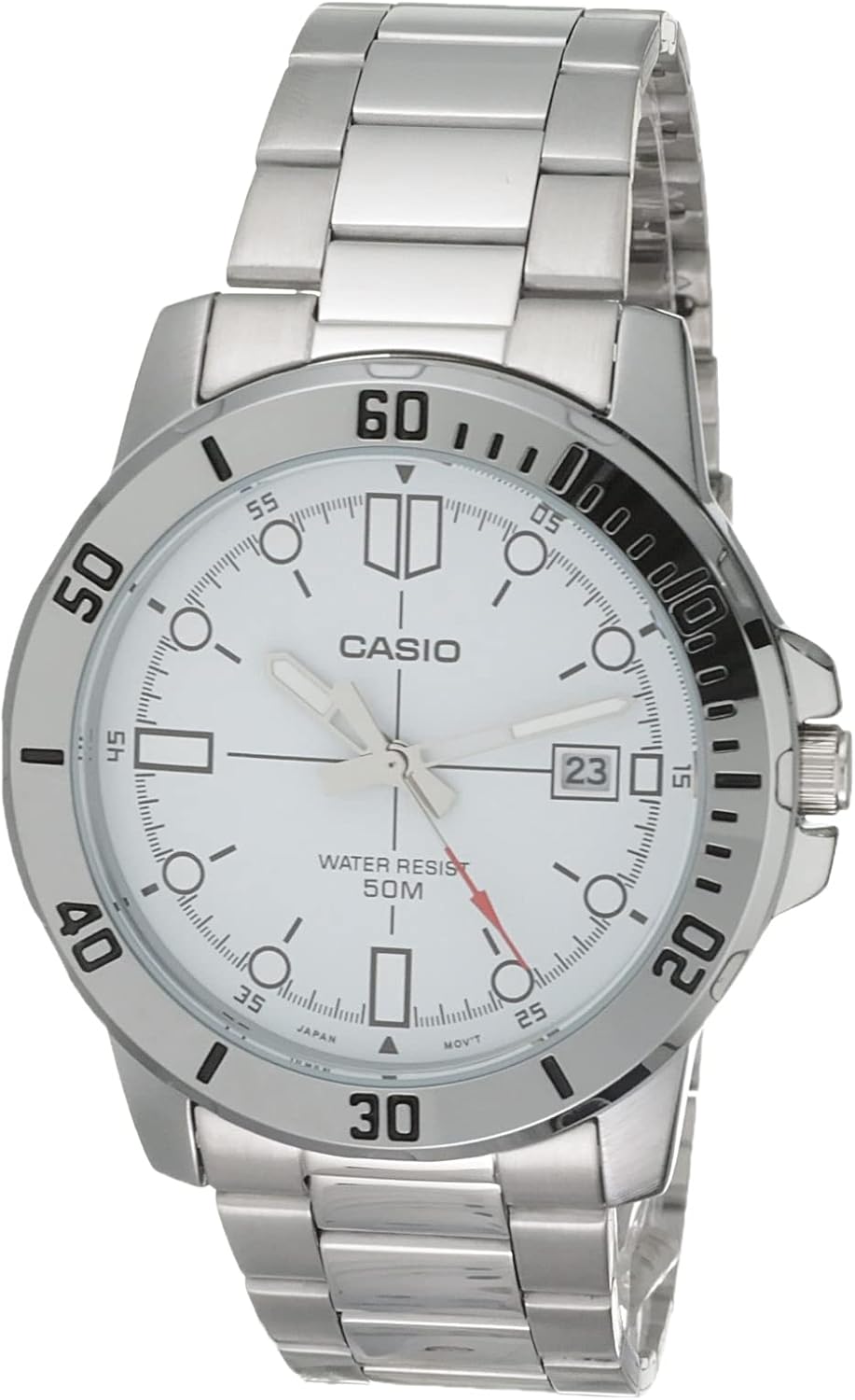 Men's Diver Style Stainless Steel Watch with Date Indicator 50M