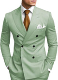 2 Piece Double Breasted Suit Men Slim Fit Blazer Pants (Style LWWN)