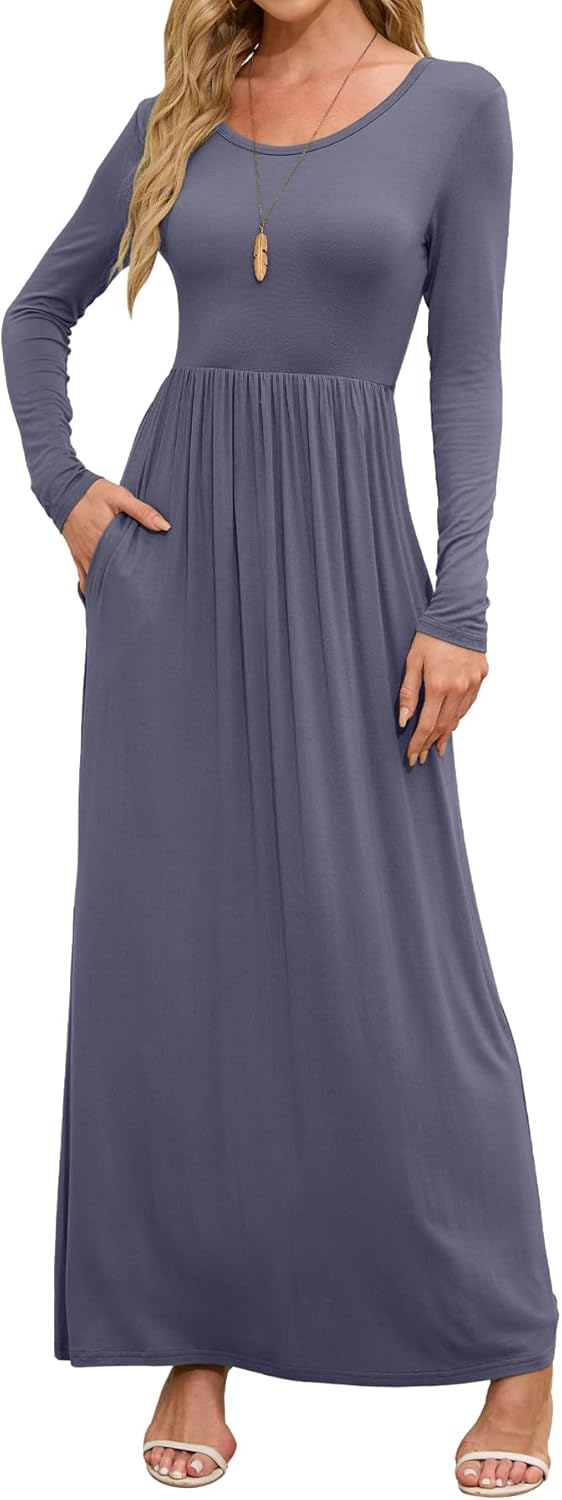 DEARCASE Women's Maxi Dress with Pockets for Casual Wear
