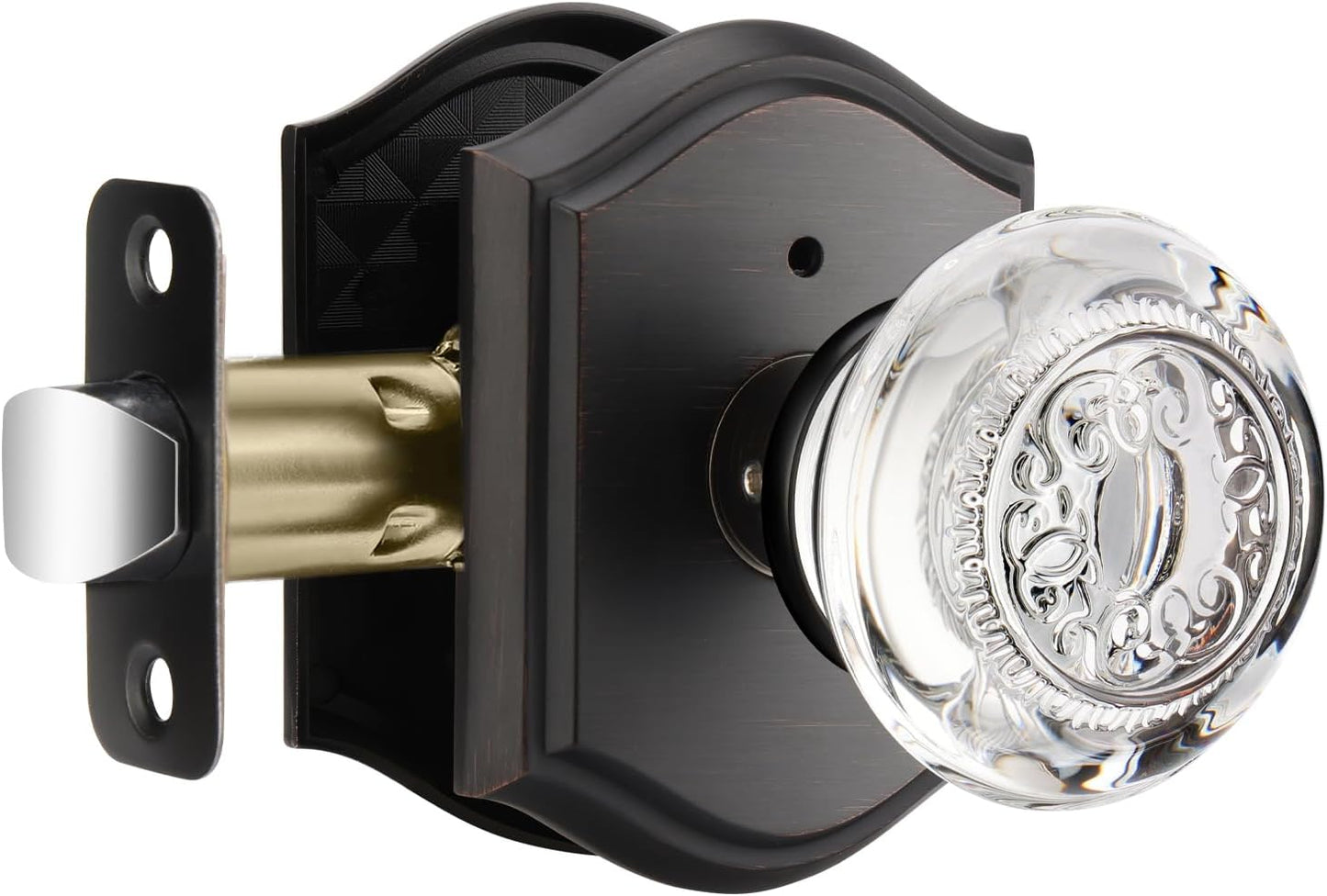 Crystal Privacy Door Knobs with Lock for Bedroom and Bathroom