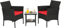 3-Piece Patio Furniture Set Black & Red - Compact Outdoor Bistro