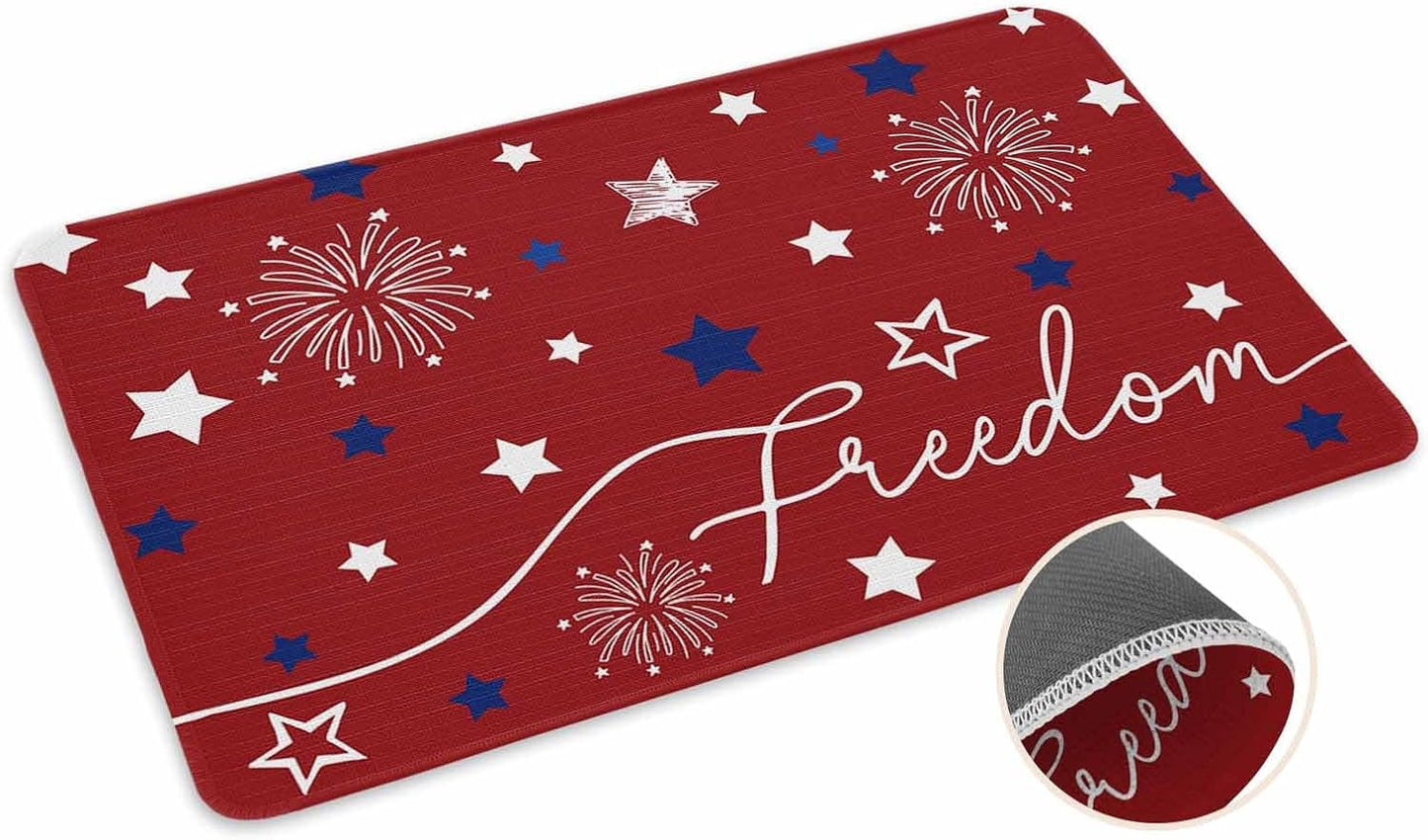 Patriotic 4th of July Doormat for Indoor and Outdoor Use