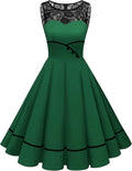 50s Vintage Floral Lace Retro Rockabilly Swing Dress