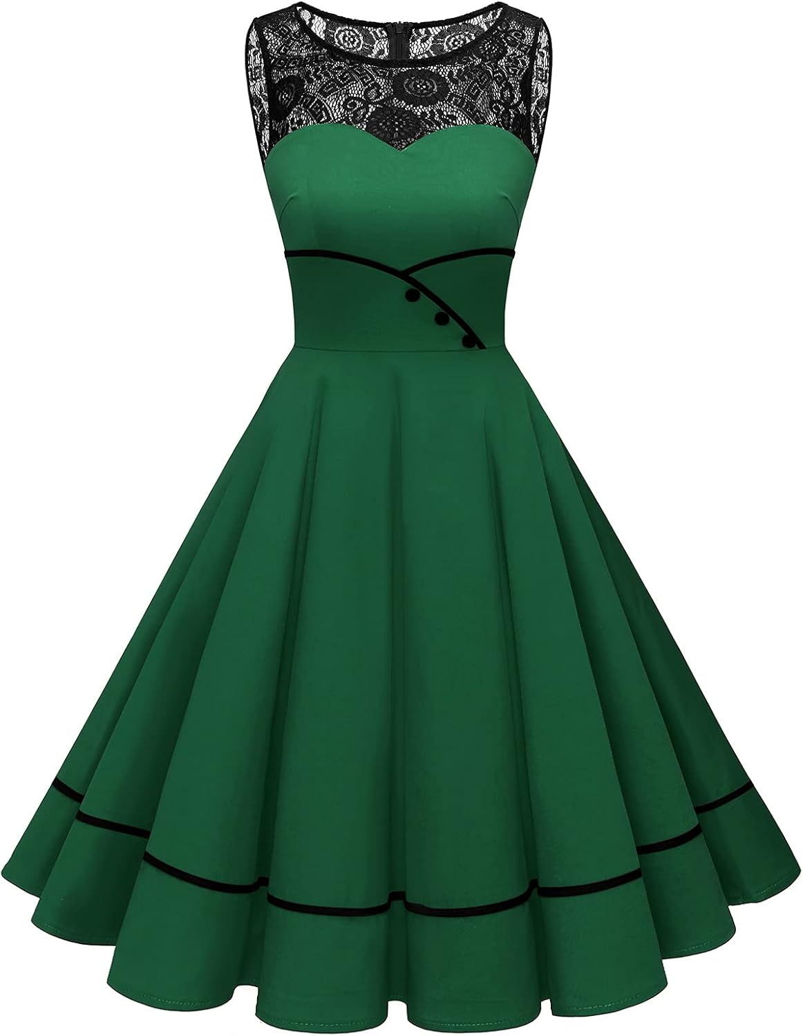 Vintage Floral Lace Retro Rockabilly Sleeveless Cocktail Dress