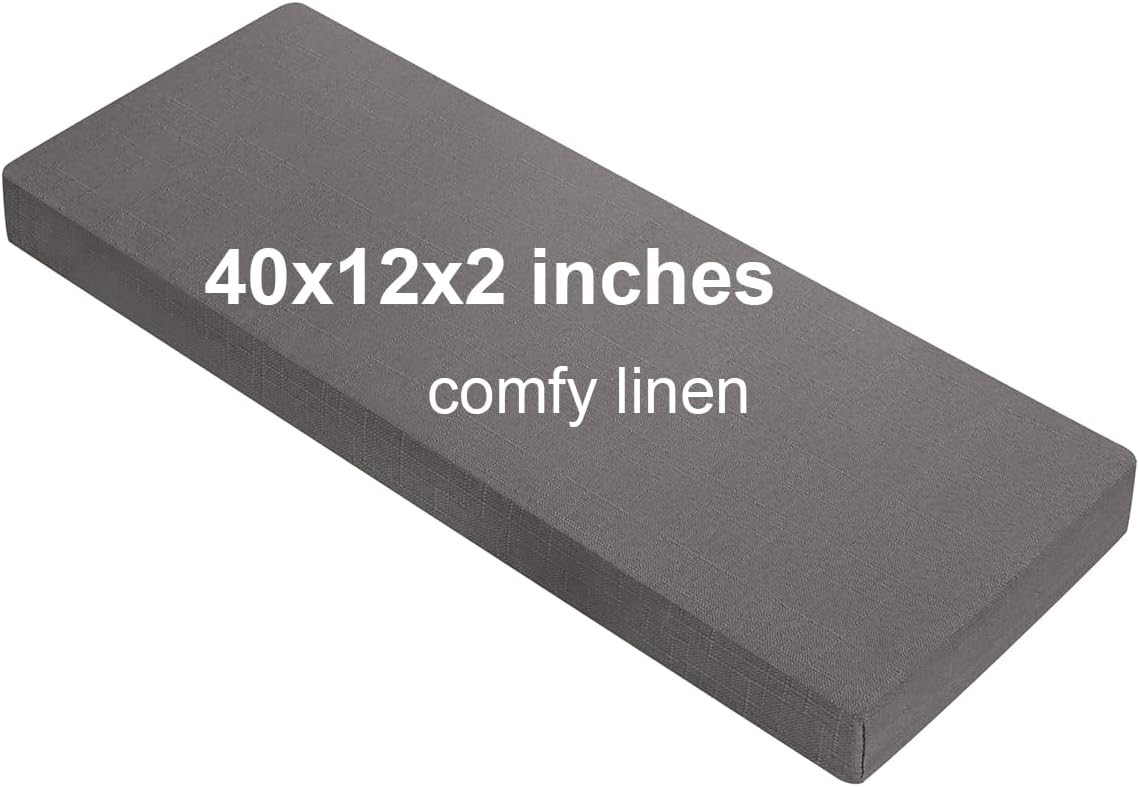 40x12x2 Linen Bench Cushion for Indoor and Outdoor Comfort