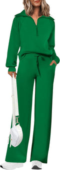 Women's 2 Piece Tracksuit Set - Cozy Half Zip Sweatshirt (Style GXYV)
