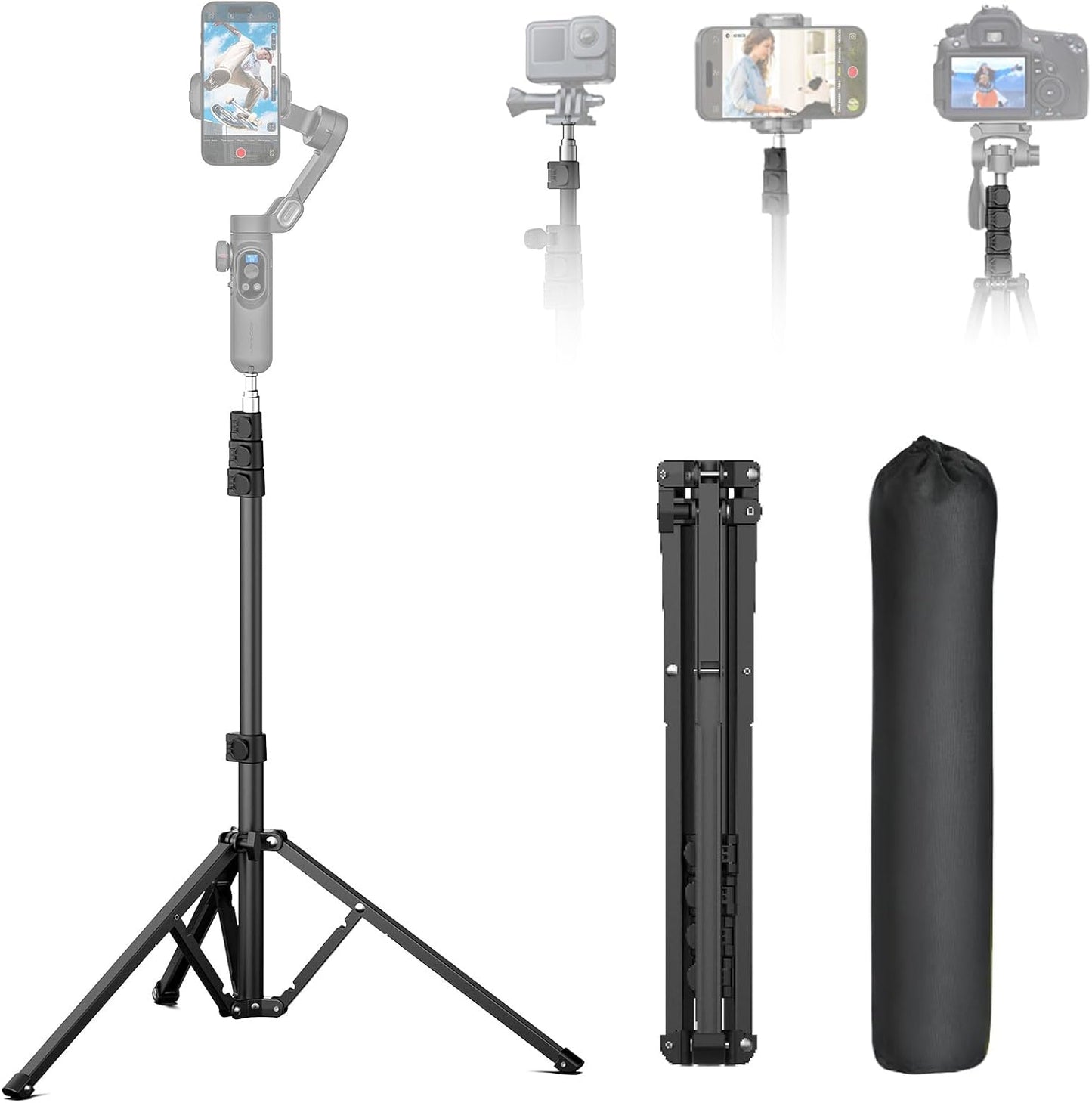 AOCHUAN 1.7M Complete Camera Tripod for Smartphones and Gimbals