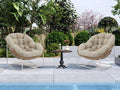 Oversized Outdoor Papasan Rocking Chair Set of 2 - Comfy Cushioned Egg