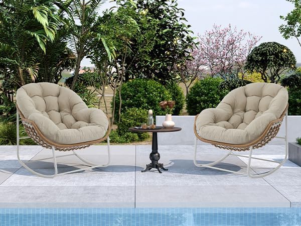 Oversized Outdoor Papasan Rocking Chair Set of 2 for Relaxation