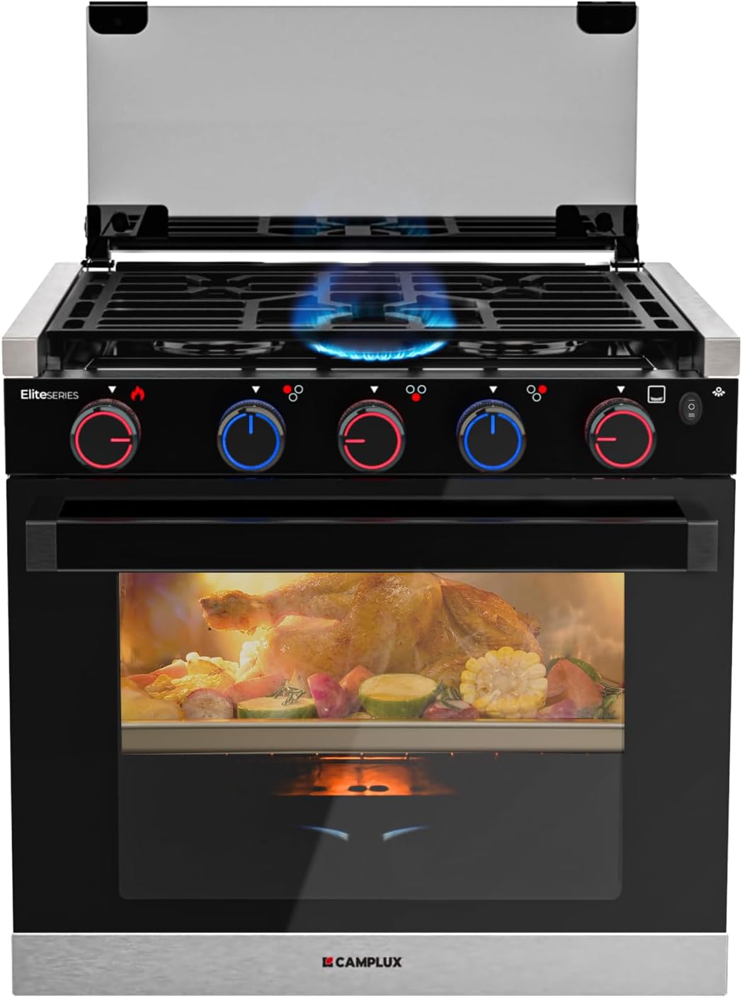 CAMPLUX Elite RV Stove Propane Range with 3 Burners and Oven