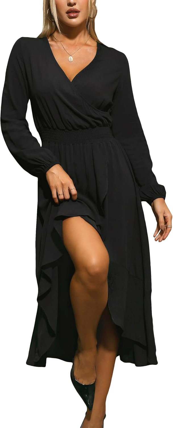 Kormei Womens Floral High Low V-Neck Flowy Maxi Dress Review