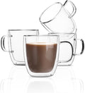 Set of 4 Double Wall Glass Coffee Mugs - Keep Your Coffee Hot Longer!