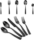 Matte Black Hammered 45-Piece Flatware Set for 8 - Elegant Service