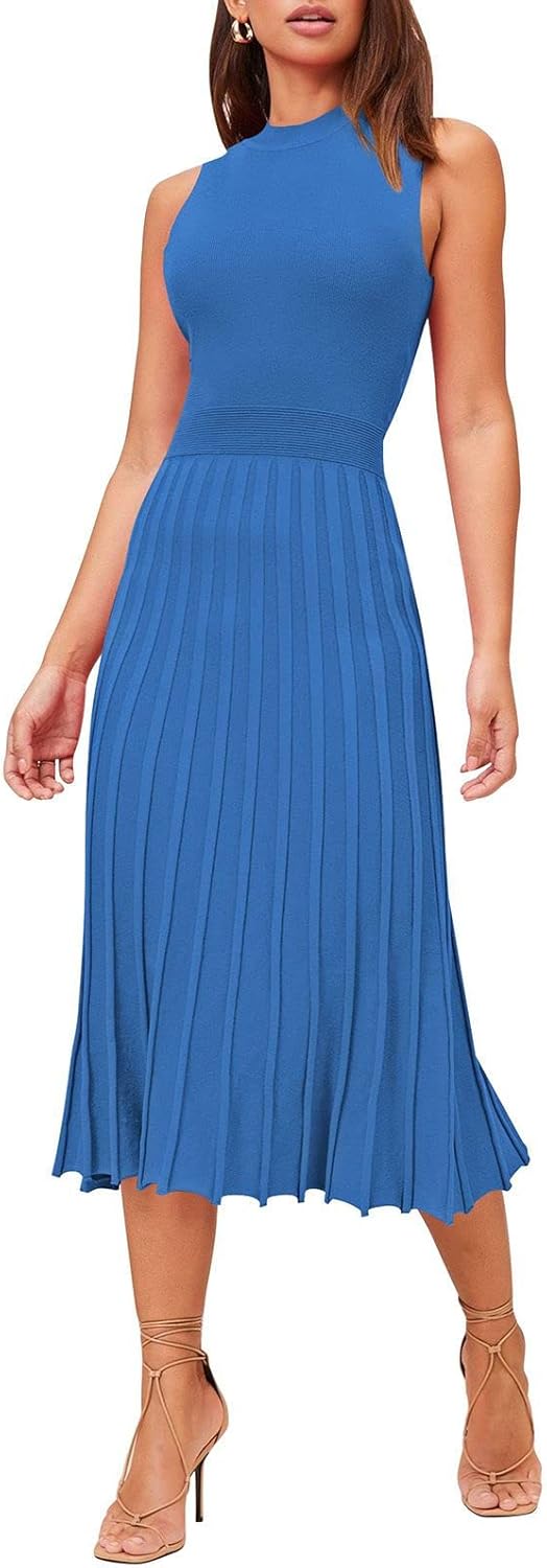 Elegant Pink Queen Women's Crew Neck Sleeveless Midi Dress