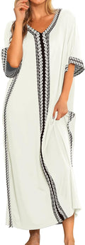 Women Nightgowns Cotton Caftan House Dress - Breathable Rayon Stretch