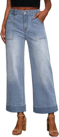 High Waist Wide Leg Jeans Cropped Denim Pants - Flattering Stretch Fit