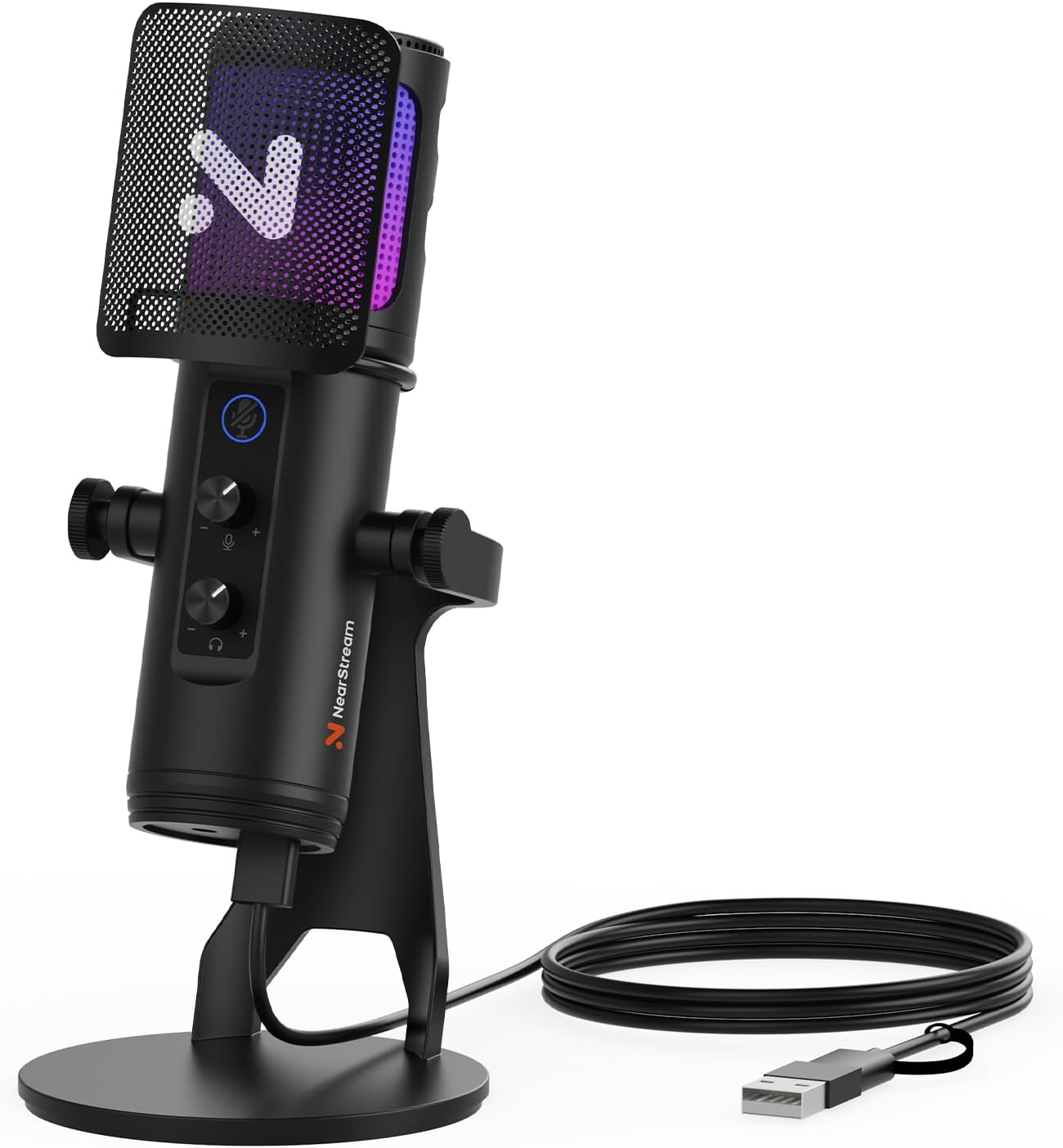 USB Gaming Microphone for PC with Noise Canceling & RGB Light