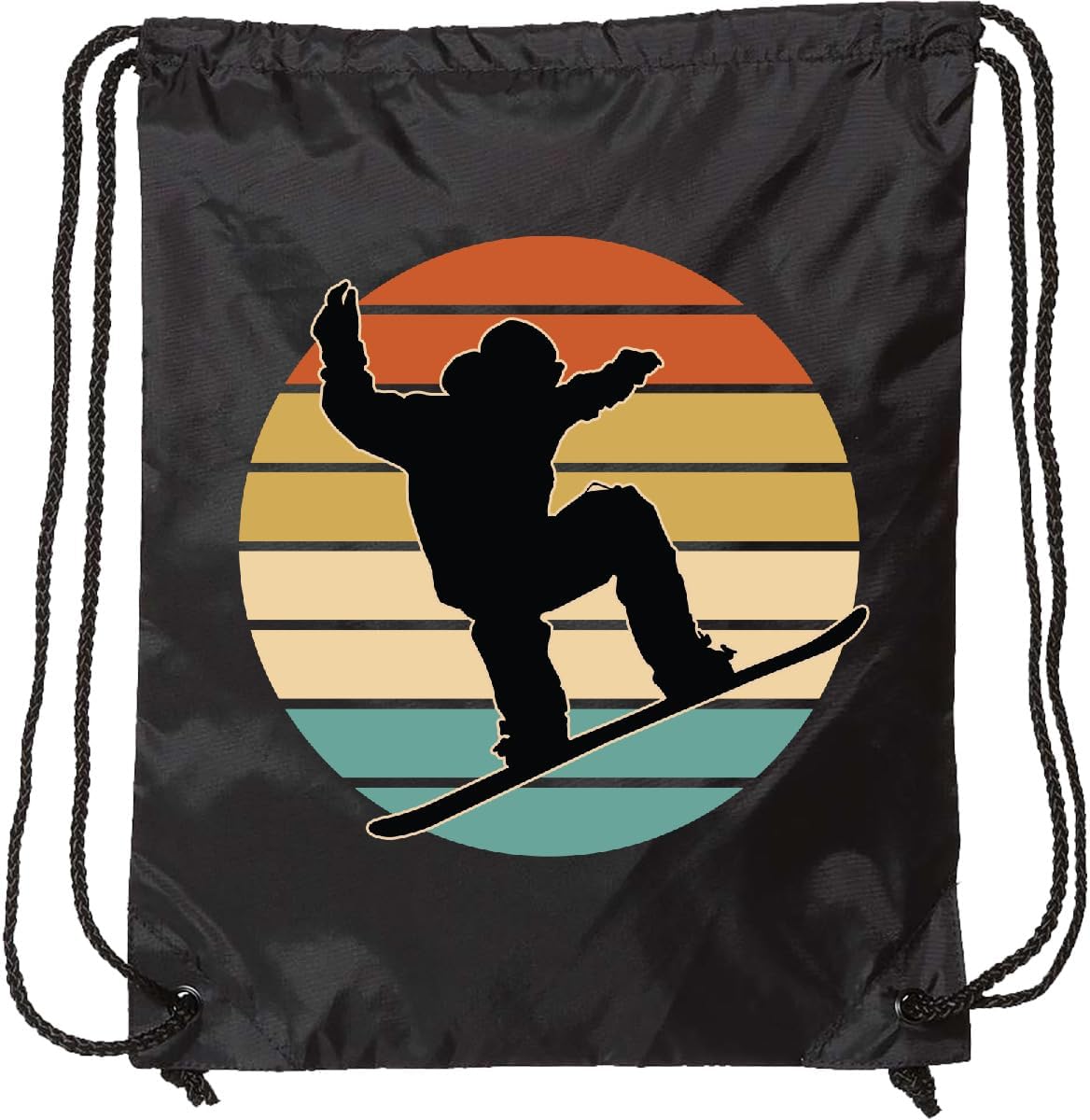 Inktastic Retro Sunset Snowboard Drawstring Bag - Stylish & Spacious!