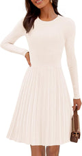 MEROKEETY Women's Long Sleeve Mini Sweater Dress - Flattering Ribbed