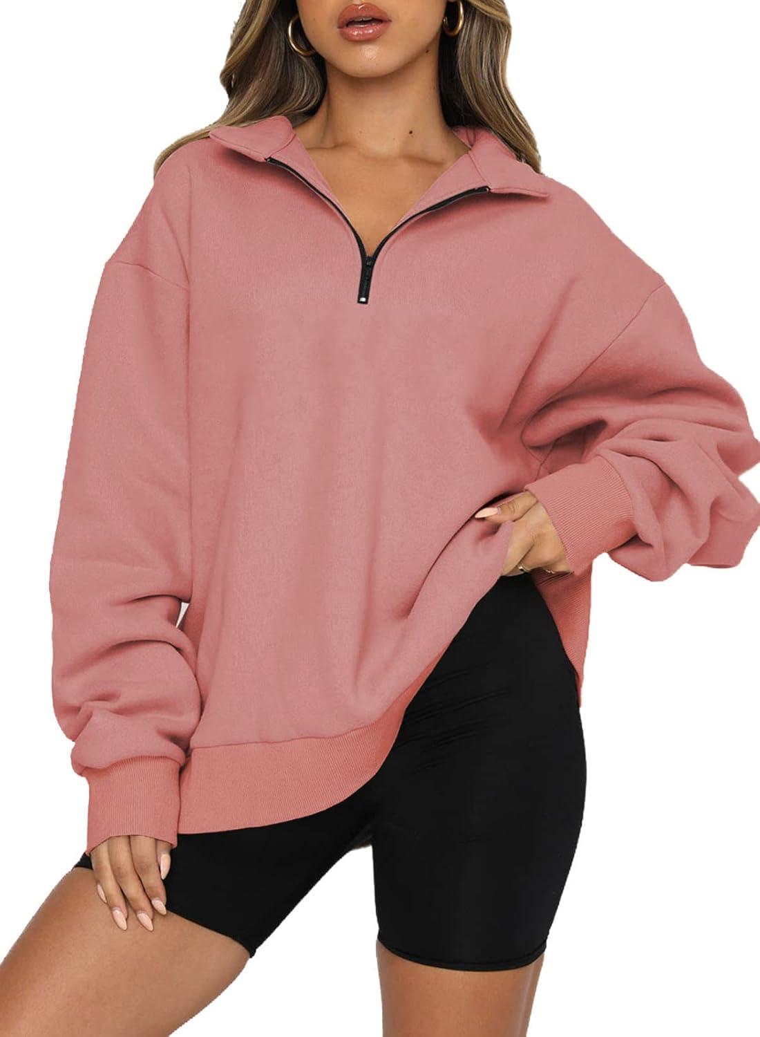 BLENCOT Women's Half Zip Quilted Sweatshirt for Casual Style