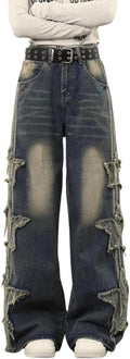 Star Jeans Baggy Patchwork Denim Pants Y2k High Waisted - Cute Fit