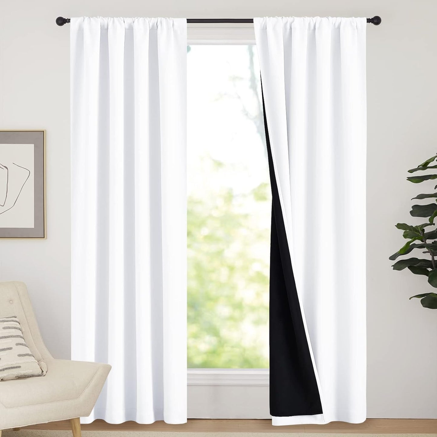 NICETOWN 100% Blackout Curtain Panels for Total Light Blocking
