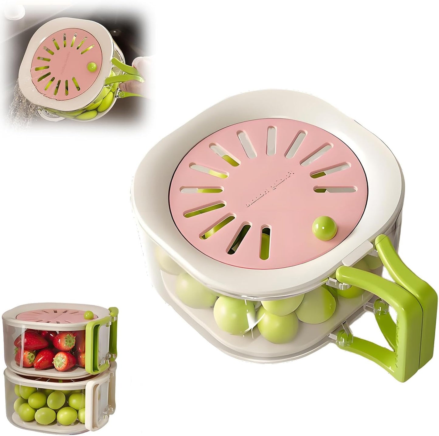 2-in-1 Fruit Strainer & Preserver, Pink, ZANWANXIN