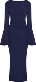 Maxi Dresses for Women Elegant Classy Long Bell Sleeve Bodycon Dress