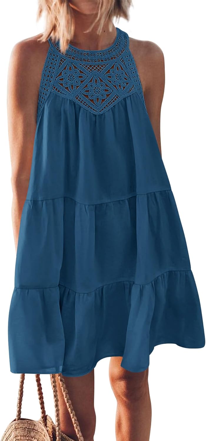 BTFBM Women Summer Halter Dresses for Beach Vacation Style