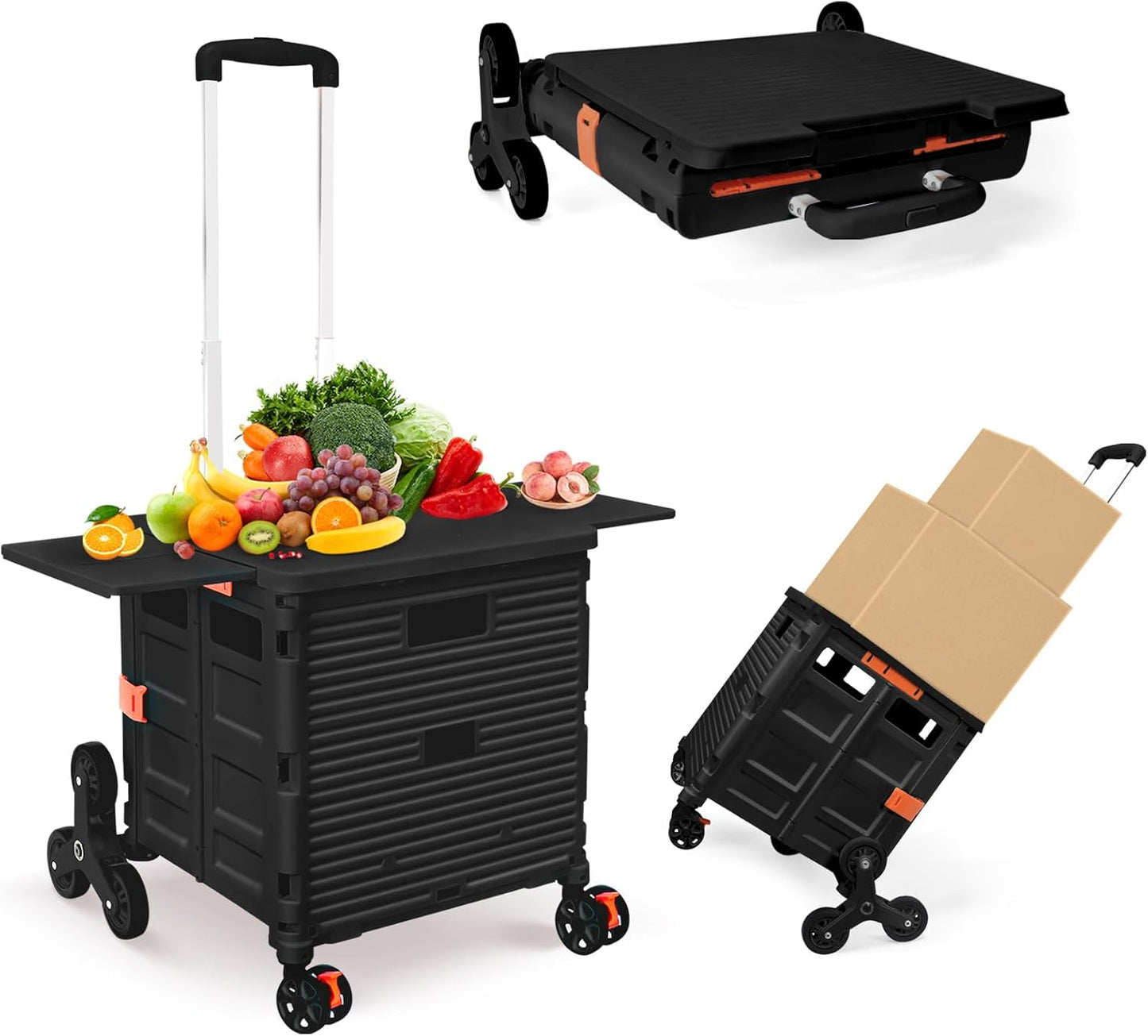 Foldable Utility Cart with Stair Climbing Wheels for Easy Transport