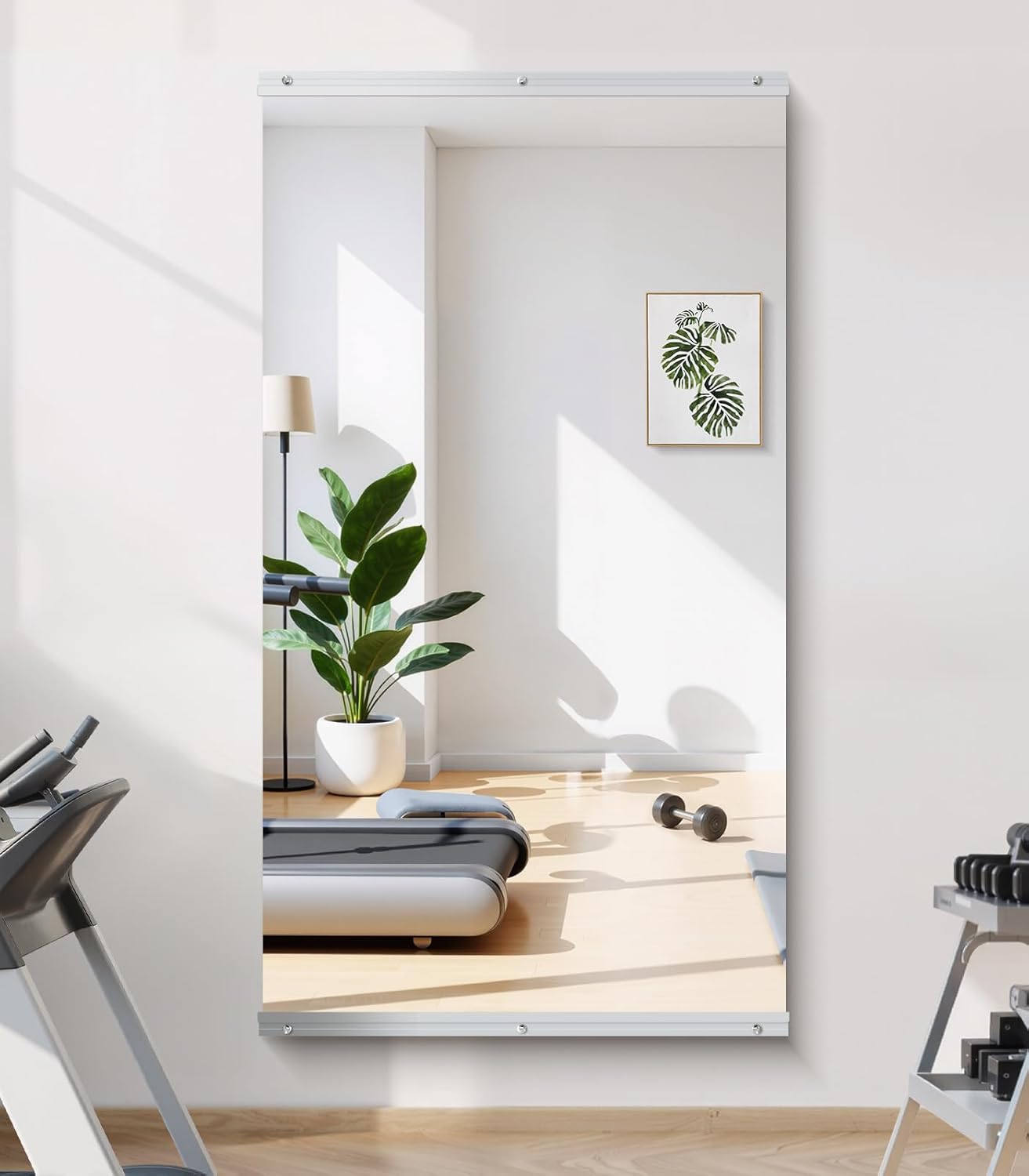 Home Gym Mirror - 55x30 Inch Frameless Tempered Glass Design