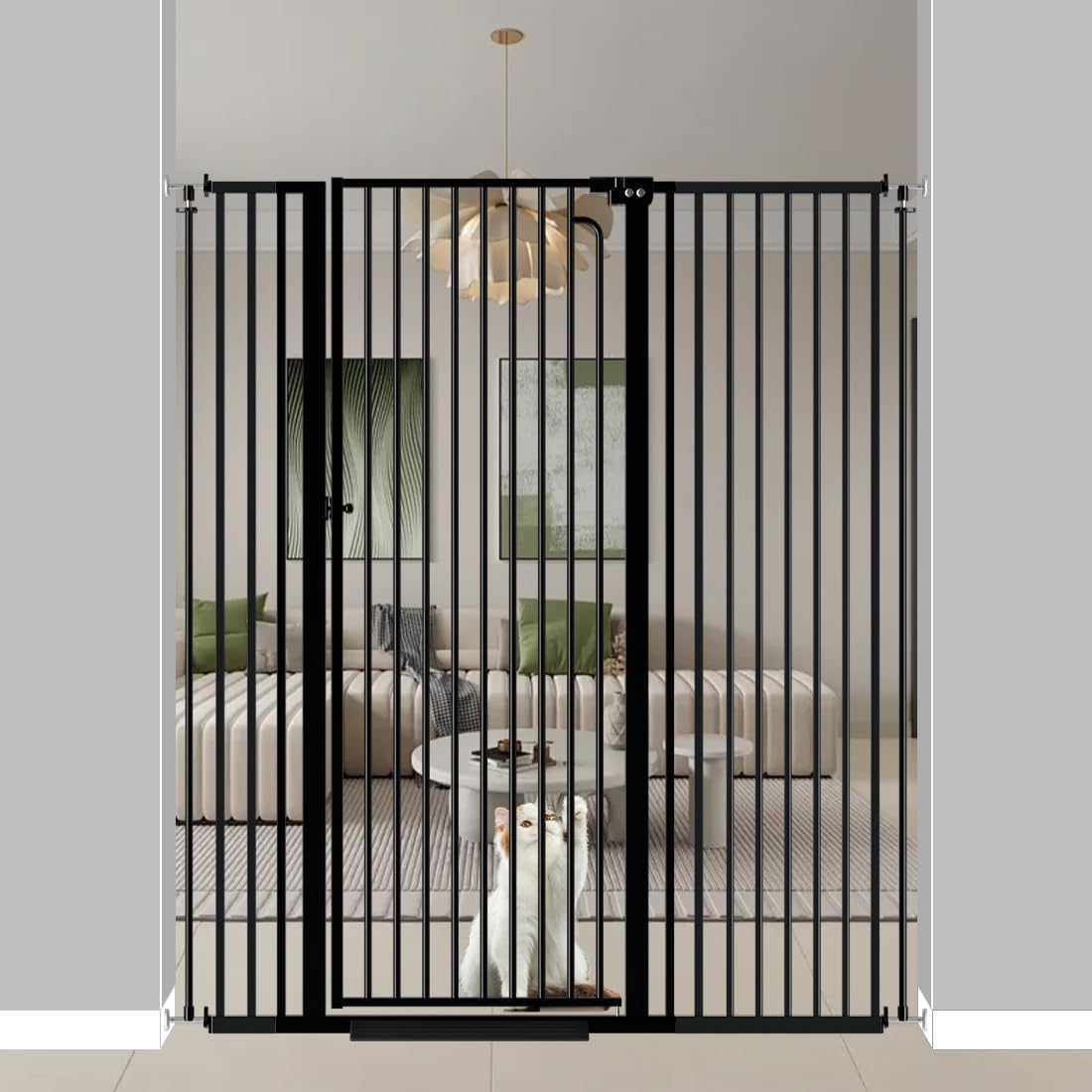 57 Inch Extra Tall Pet Gate for Cats and Dogs - Ideal for Stairs
