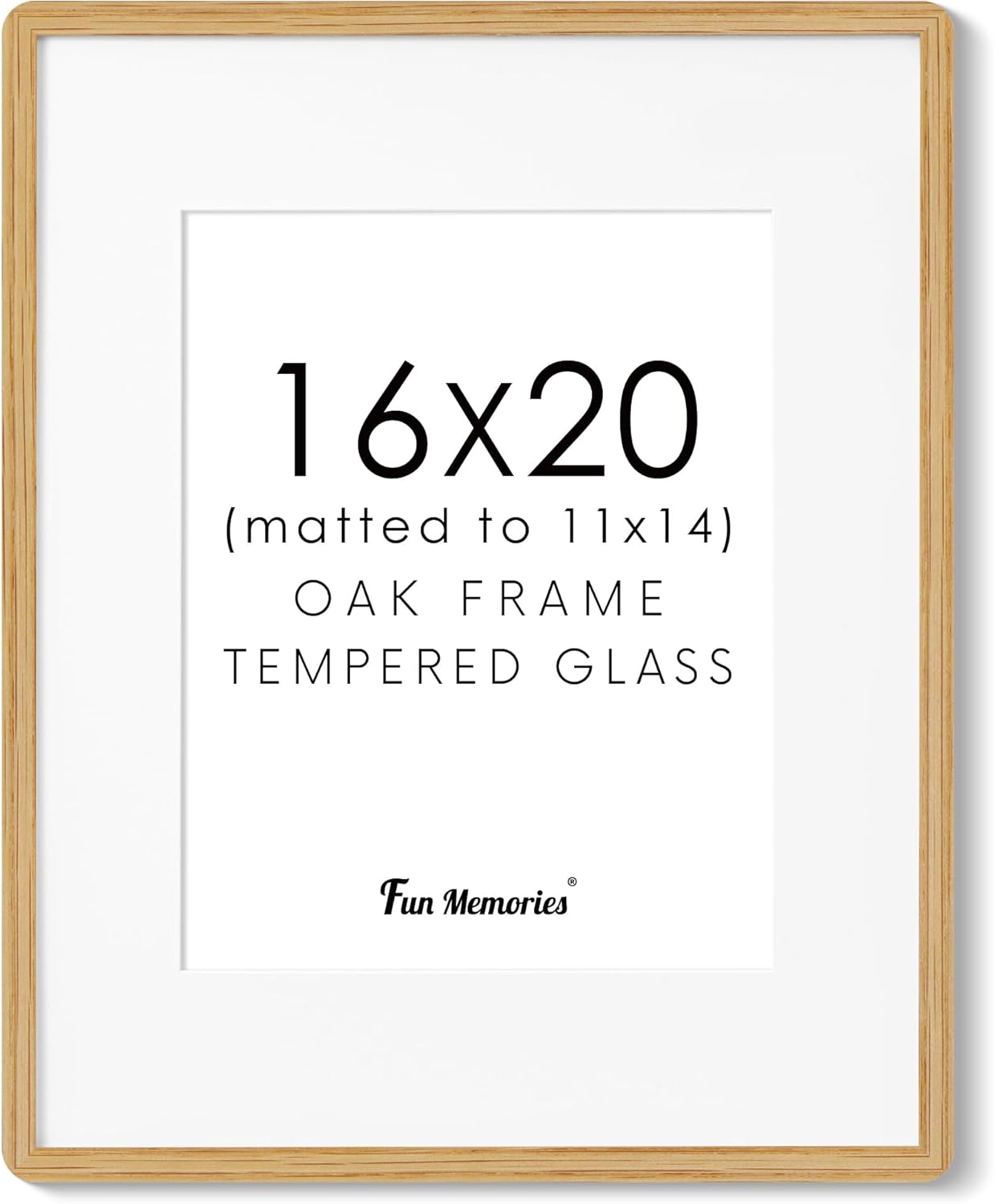16x20 Picture Frame for Wall, Solid Oak Wood Frame for Decor