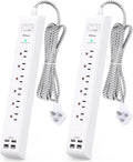 Power Strip Surge Protector 6 Outlets 4 USB - Slim Flat Plug