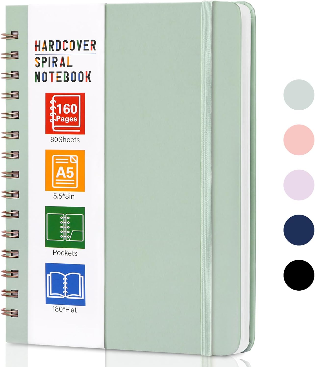 Chic Spiral Notebook for Women, 160 Pages, A5 Size