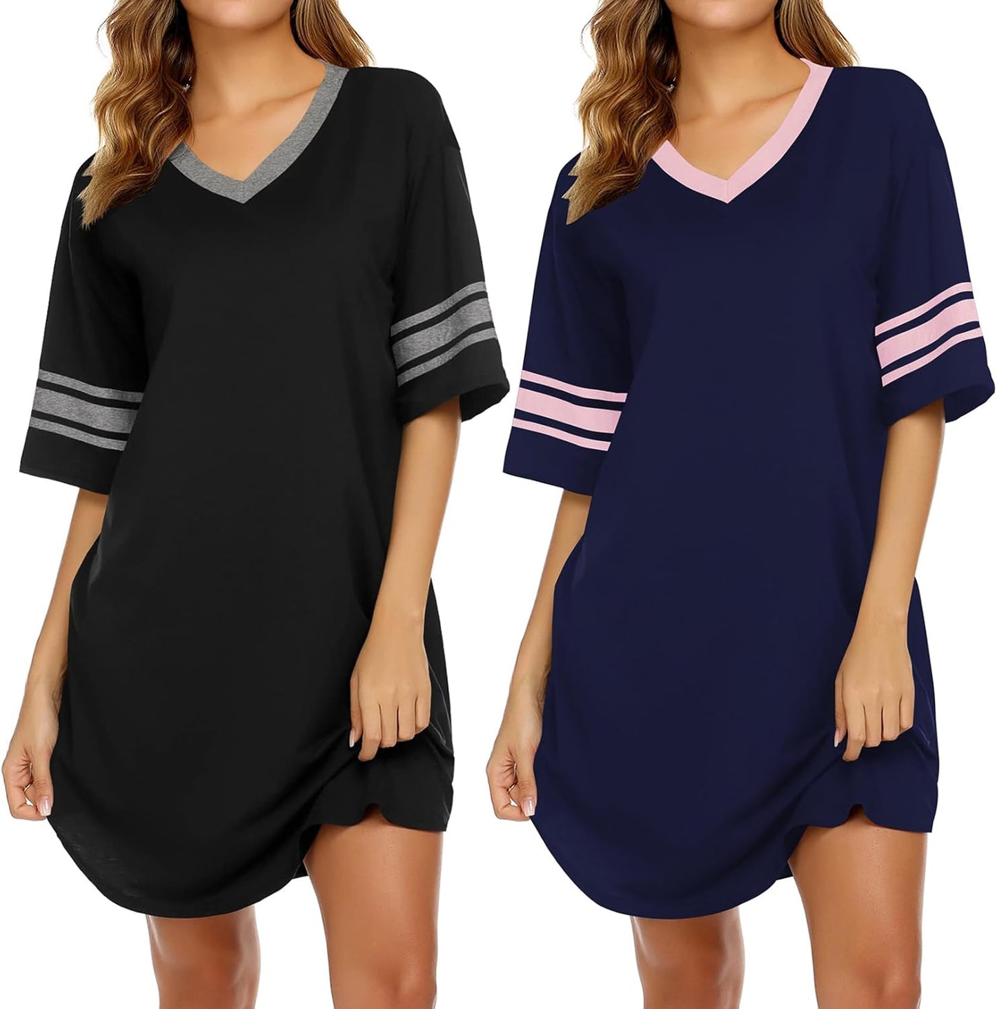 Ekouaer Nightgowns for Women - Comfy Sleepshirts 2 Pack