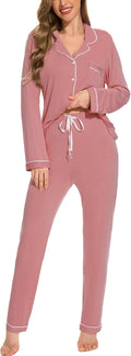 Button Up Pajamas for Women Long Sleeve Sleepwear - Soft (Style LF5Z)