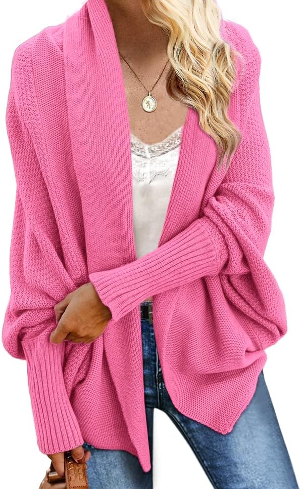 Imily Bela Women's Kimono Batwing Cable Knitted Cardigan Sweater