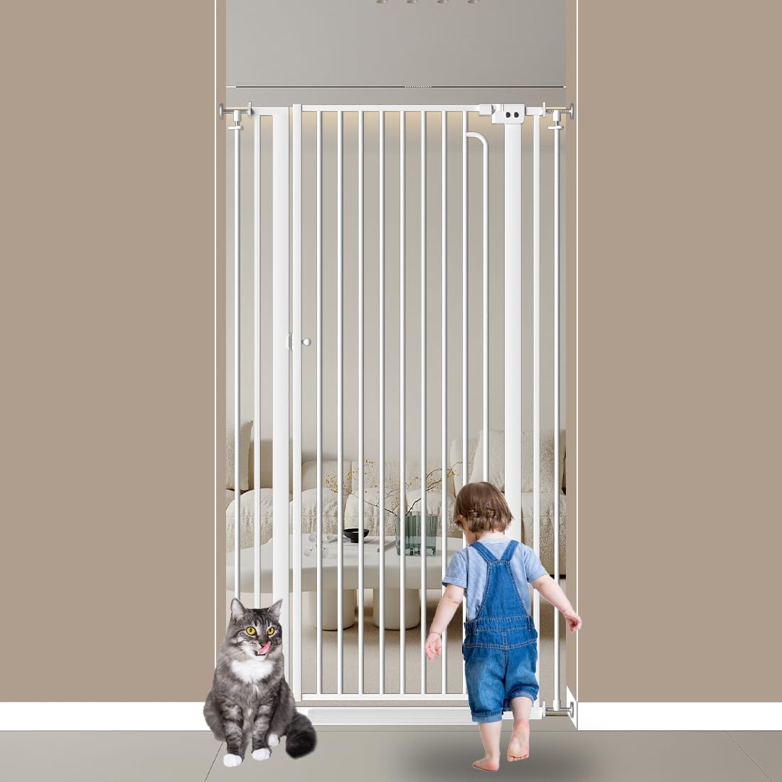 57 Inch Extra Tall Cat Gate for Doorway and Indoor Safety