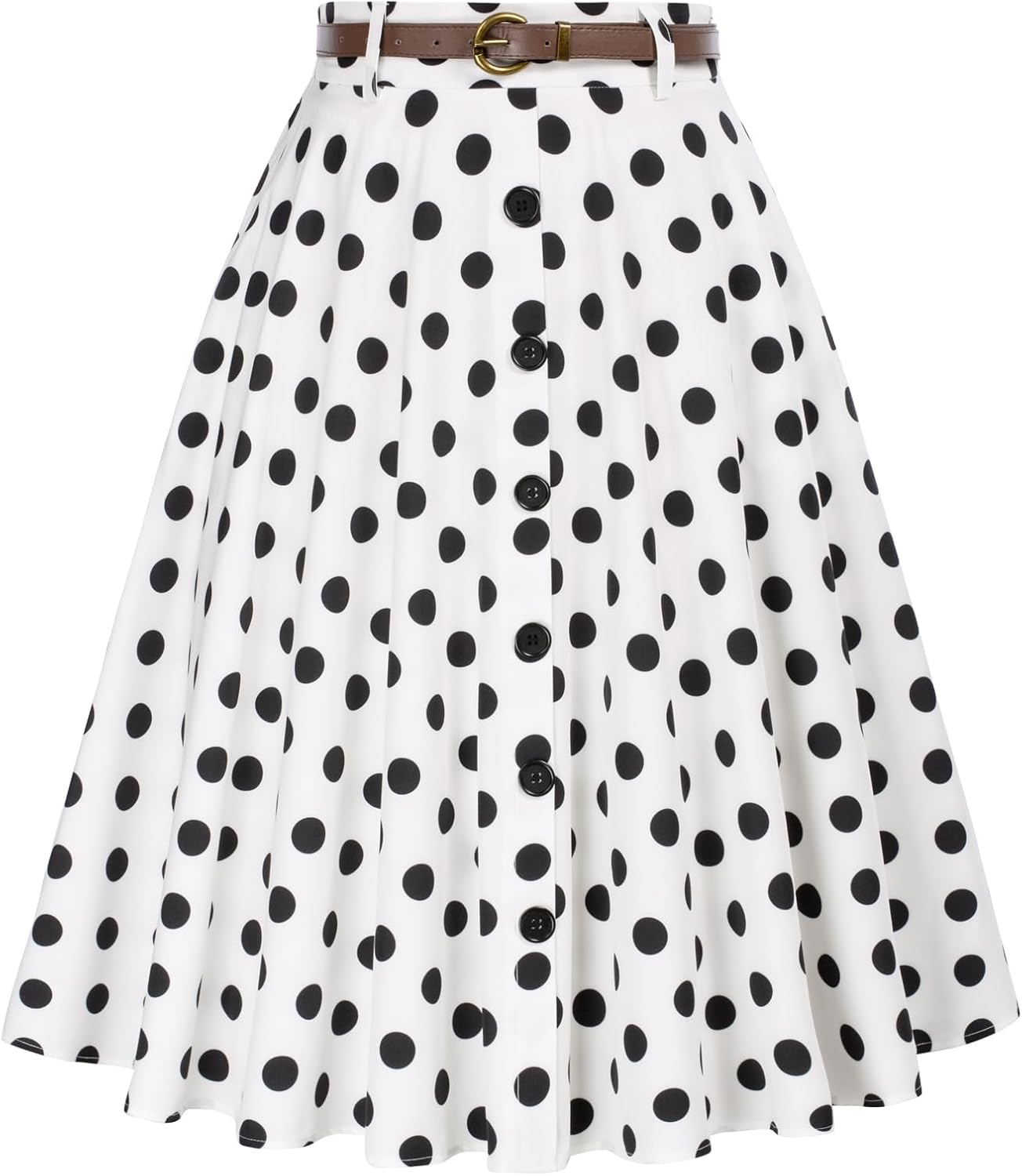 Belle Poque Women's Vintage High Waist A-Line Midi Skirt