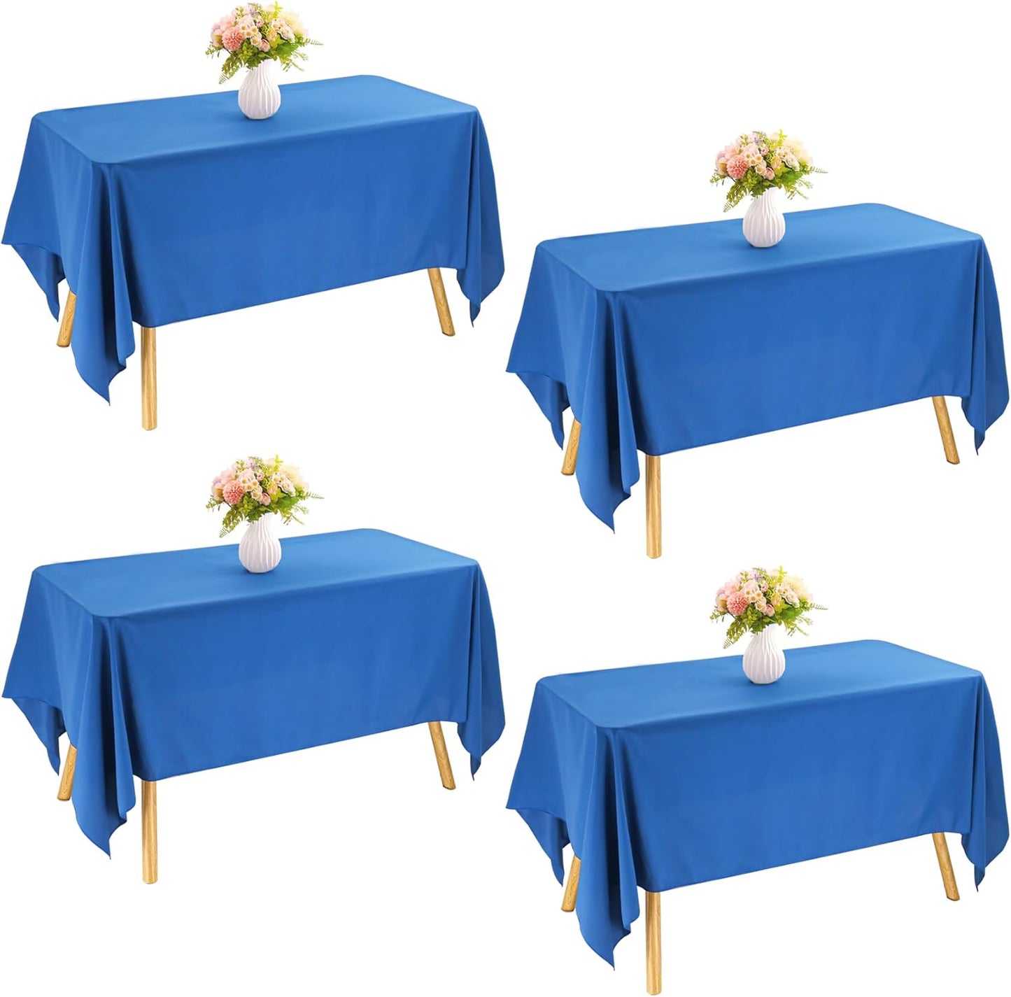 4 Pack Rectangle Tablecloths for Weddings and Parties - Blue