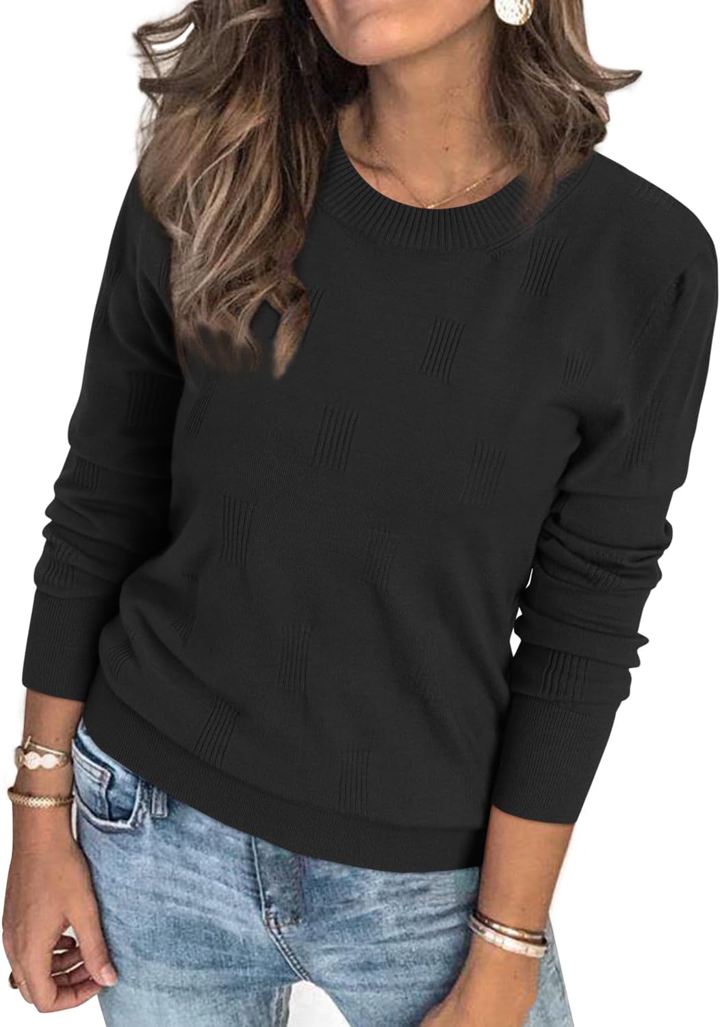 Arach&Cloz Women's Soft Knit Sweater Dressy Casual Pullover Tops