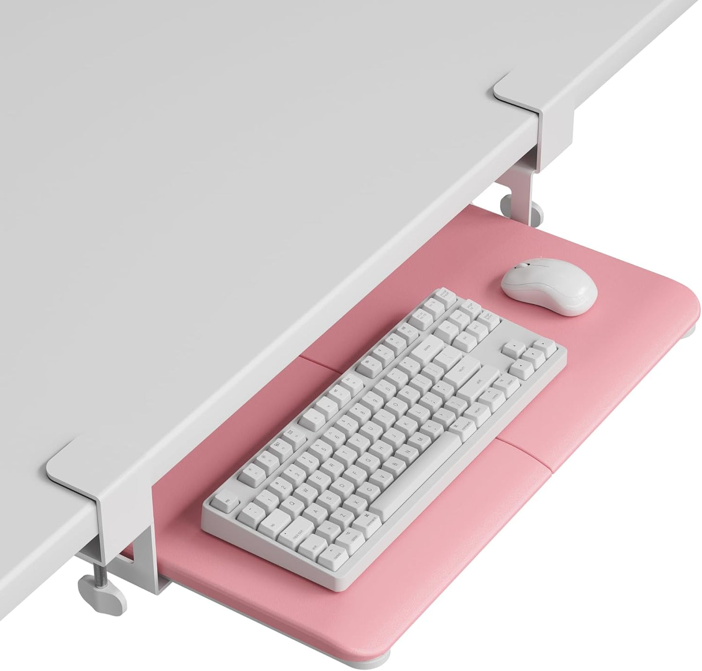BONTEC Pink Under Desk Keyboard Tray - Ergonomic 20 Slide-Out