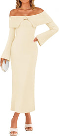 Off Shoulder Sweater Dress - Sleek Bodycon Maxi for Fall
