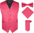 Men's Satin 4 Piece Vest Set with Bow Tie and Hankie - Formal Wear