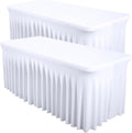 2 Packs White Spandex Table Covers 6 ft Fitted Stretch Table Skirts