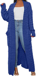 Womens Stylish Cable Knit Dual Chunky Cardigan with Pockets - Cozy see