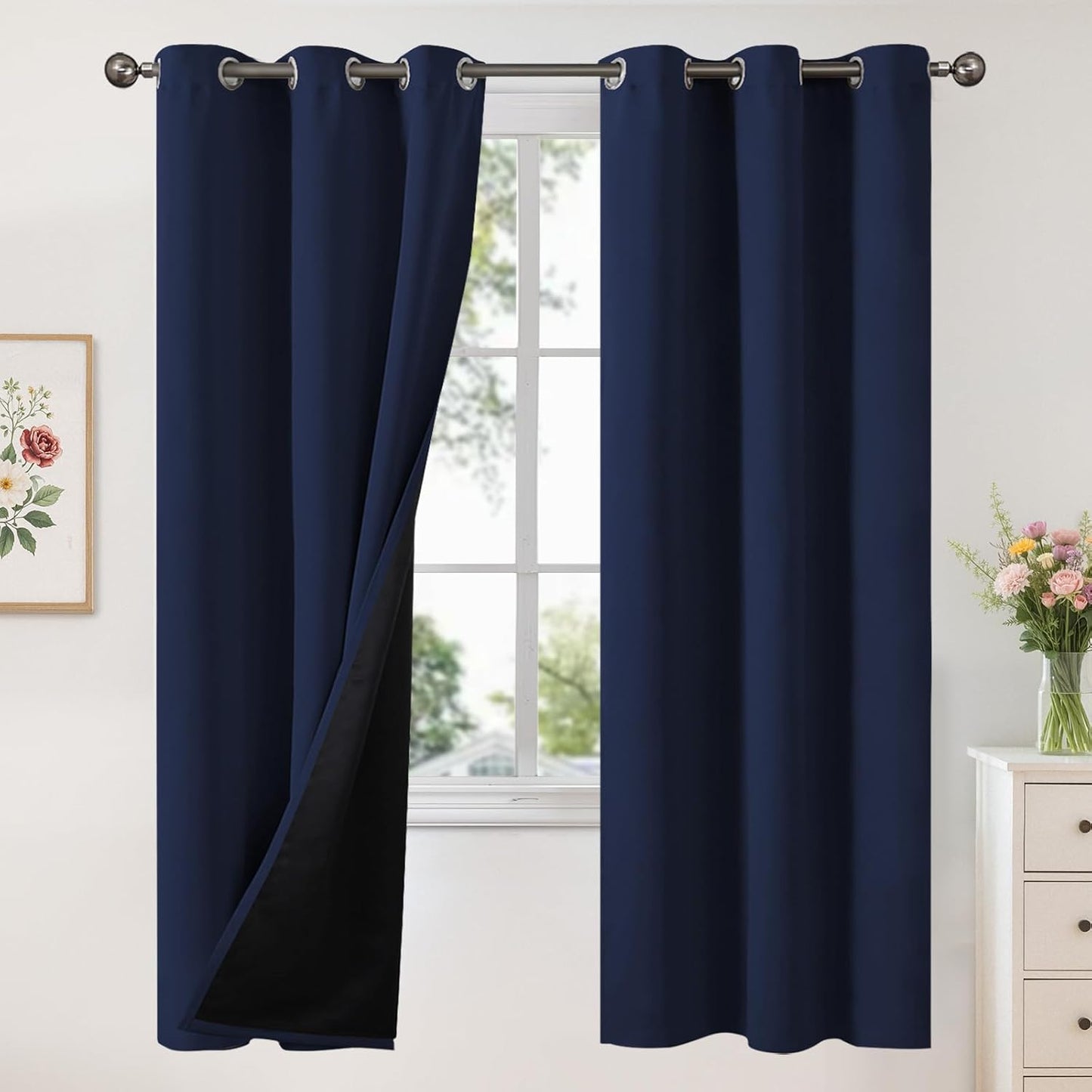 YoungsTex Navy Blue Blackout Curtains for Bedroom and Living Room